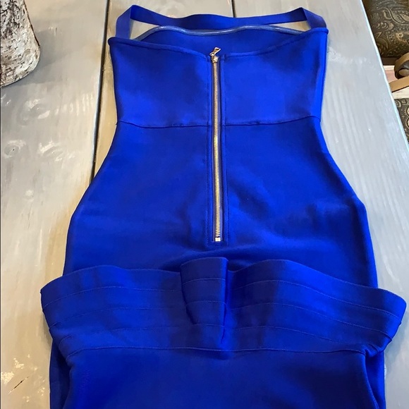 Blue Halter Mermaid Fit Dress - Picture 4 of 4